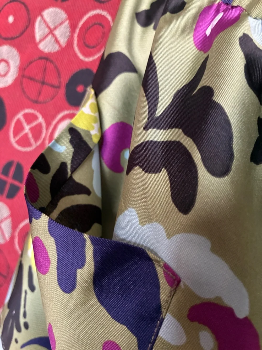 ZARA Multicolor Satin Elastic-Waist Printed Pants - Green, Purple, Yellow, Black - Picture 8 of 11